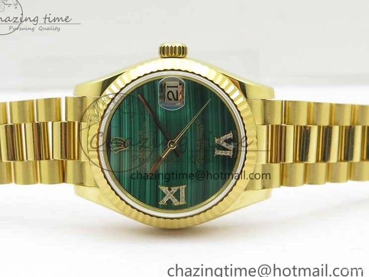 Bracelet Dial EWF 31mm ETA2688 Best Green YG Daydate Edition Malachite YG President on 278288 0430